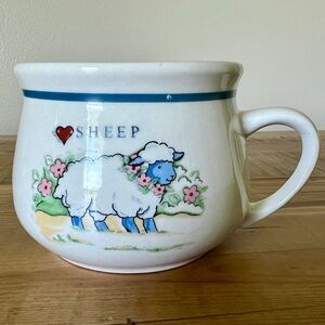 Vintage Blue Face Sheep Soup Bowl Cup, Ceramic